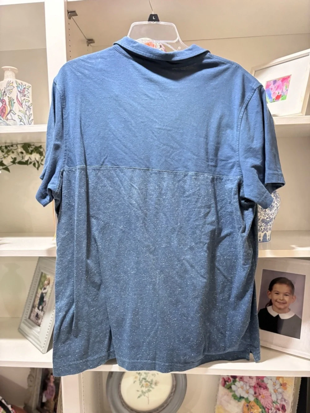 Levi's Men's Speckled Medium Blue Polo with Chest Pocket